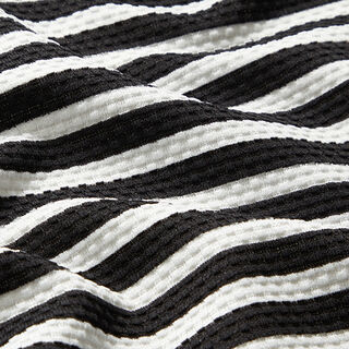 Vodorovné pruhy pletené žakárové struktury – bílá/černá, 