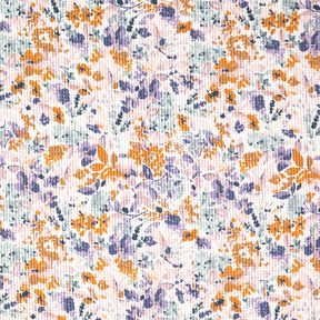 Vaflové piké Akvarelové květiny | Poppy Fabrics – bílá/levandulová, 