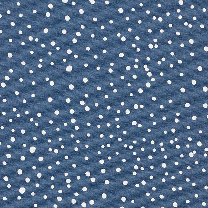 Bavlněný žerzej Nepravidelné puntíky – džínově modrá,  image number 1