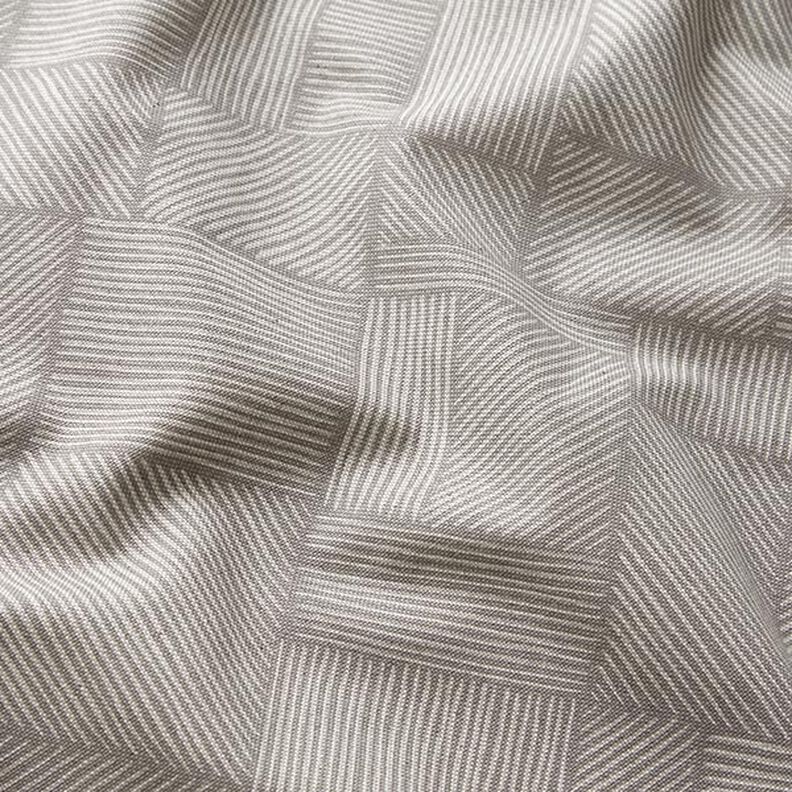 Dekorační látka Polopanama Řádkový patchwork – taupe (šedohnědá)/přírodni,  image number 2