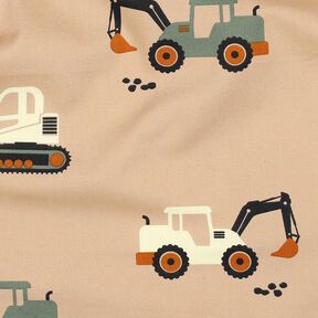 Bavlněný popelín Bagry a traktory | Poppy Fabrics – béžová, 