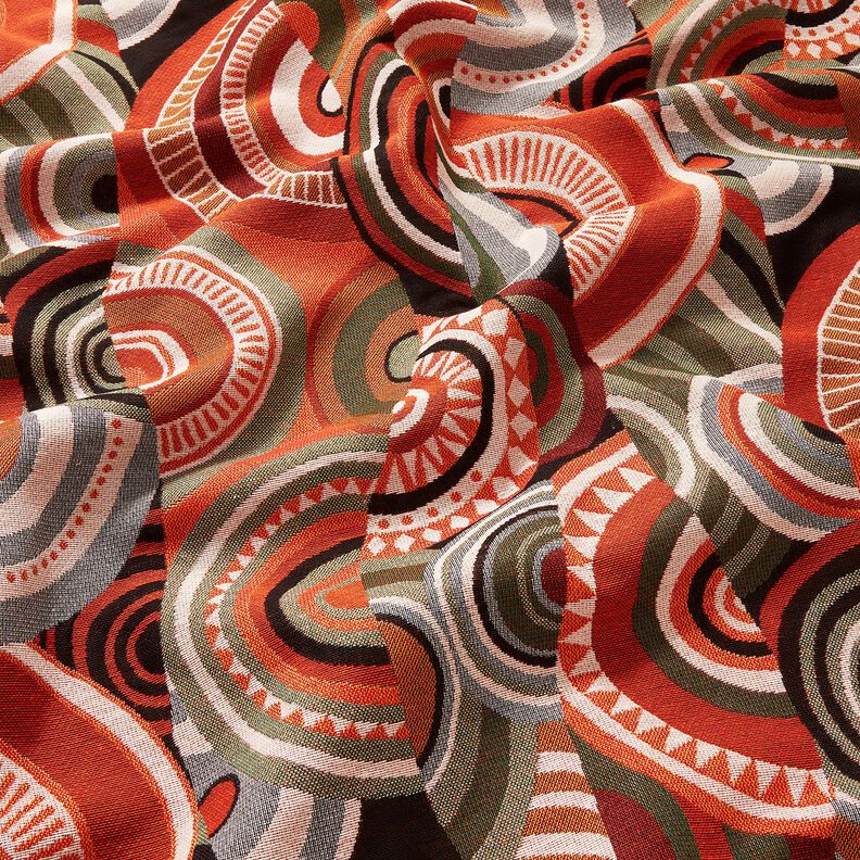 Dekorační látka Gobelín Abstraktní půlkruhy – terracotta/zelená, image number 2