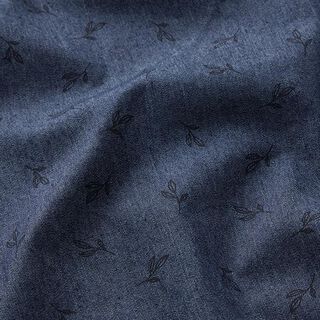 Strečové džíny se vzorem listnaté větve – namornicka modr, 