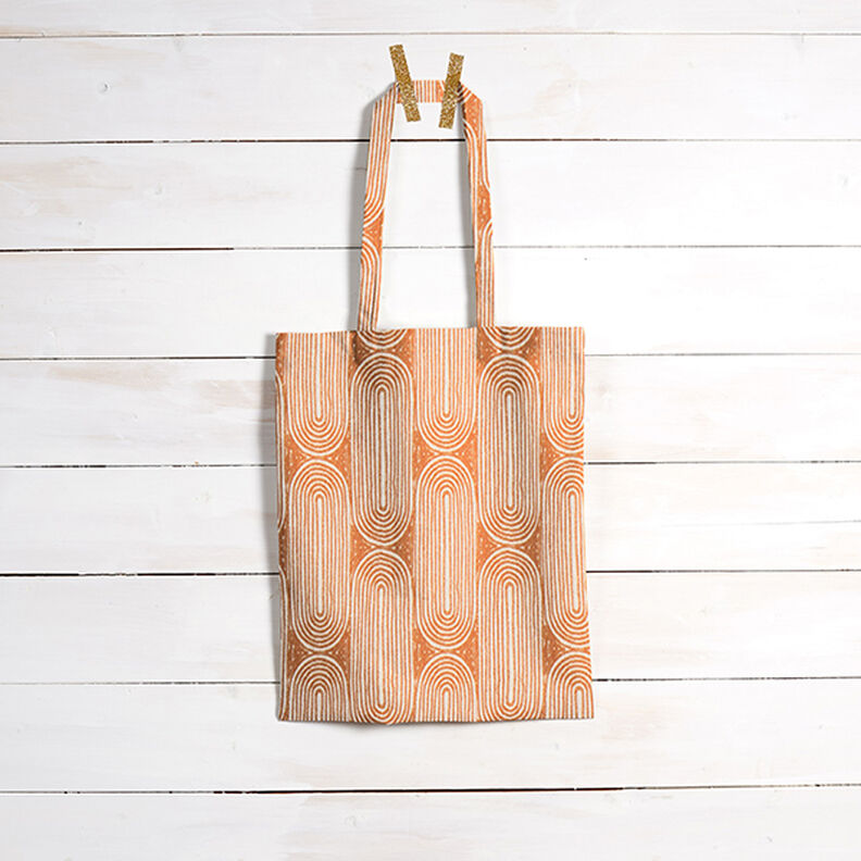 Dekorační látka Polopanama Oblouky – terracotta/přírodni,  image number 8