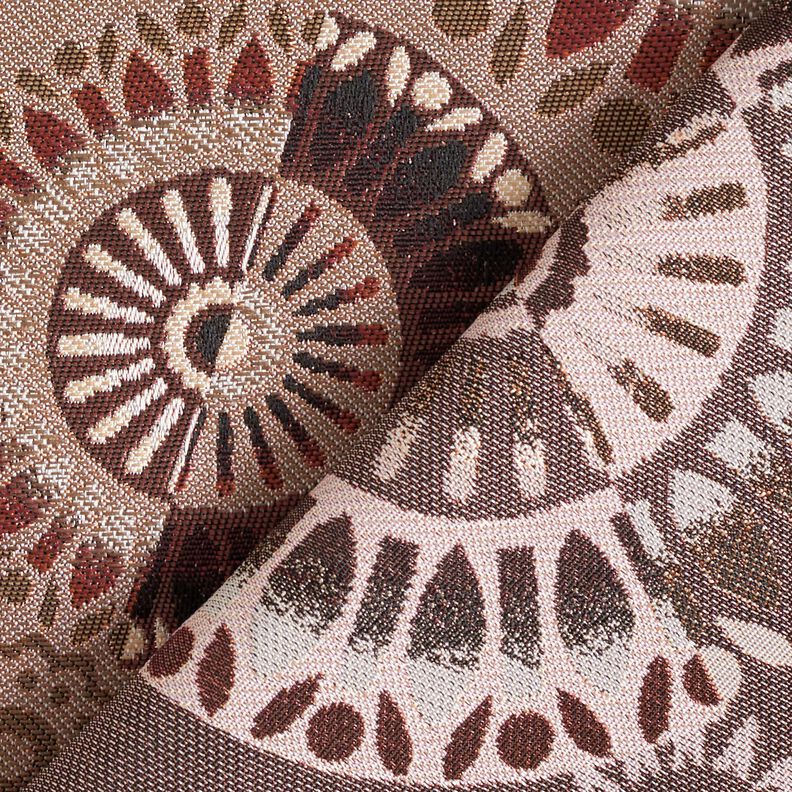 Dekorační látka Žakár Elegantní mandala – tmavá taupe/burgundská červená,  image number 4