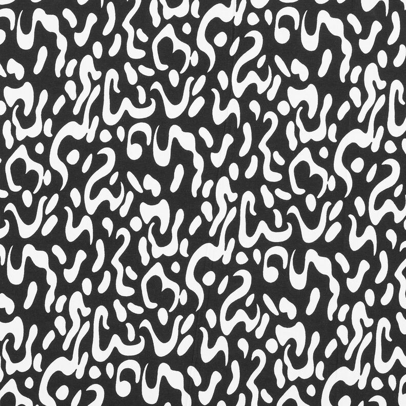 Viskózový žerzej abstraktní leopardí vzor – černá/bílá, image number 1