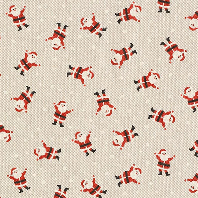 Dekorační látka polopanama Mini Santa Clausové – přírodni,  image number 6