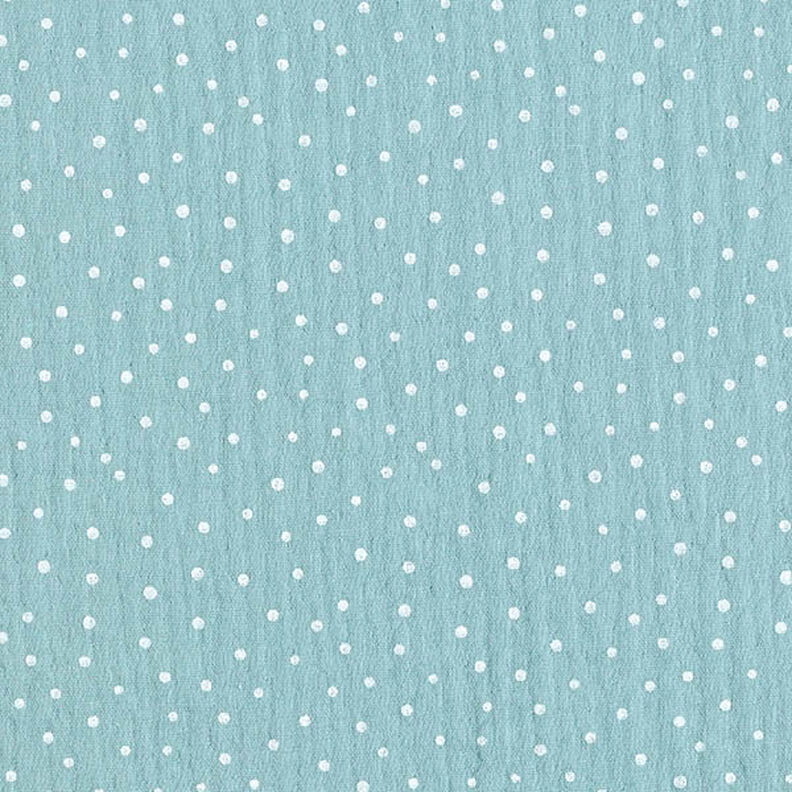 Mušelín / dvojitá mačkaná tkanina Puntíky – holubí modrá,  image number 1