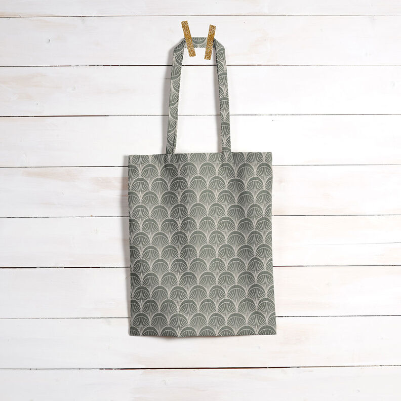 Dekorační látka Polopanama Elegantní obloukovité přihrádky – přírodni/rákosove zelená,  image number 8