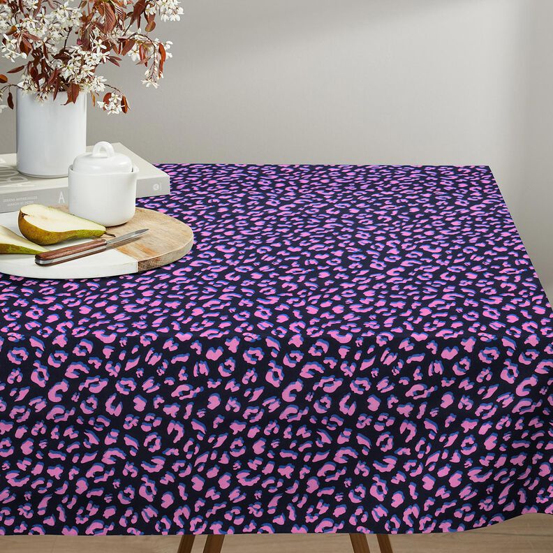Povrstvená bavlna Abstraktní Leopardí vzor | Poppy Fabrics – noční modrá/pink, image number 6