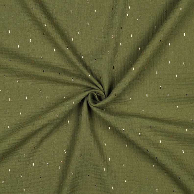 Mušelín / dvojitá mačkaná tkanina Pravoúhelník Fóliový potisk | Poppy Fabrics – piniová/zlatá, image number 3