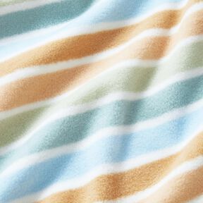 Fleece s protižmolkovou úpravou Barevné pruhy – bílá/zelená, 