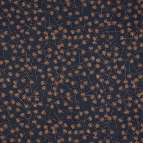 Bavlněn&yacute; žerzej Abstraktn&iacute; rostliny &ndash; černomodr&aacute;/světle hněd&aacute;, 