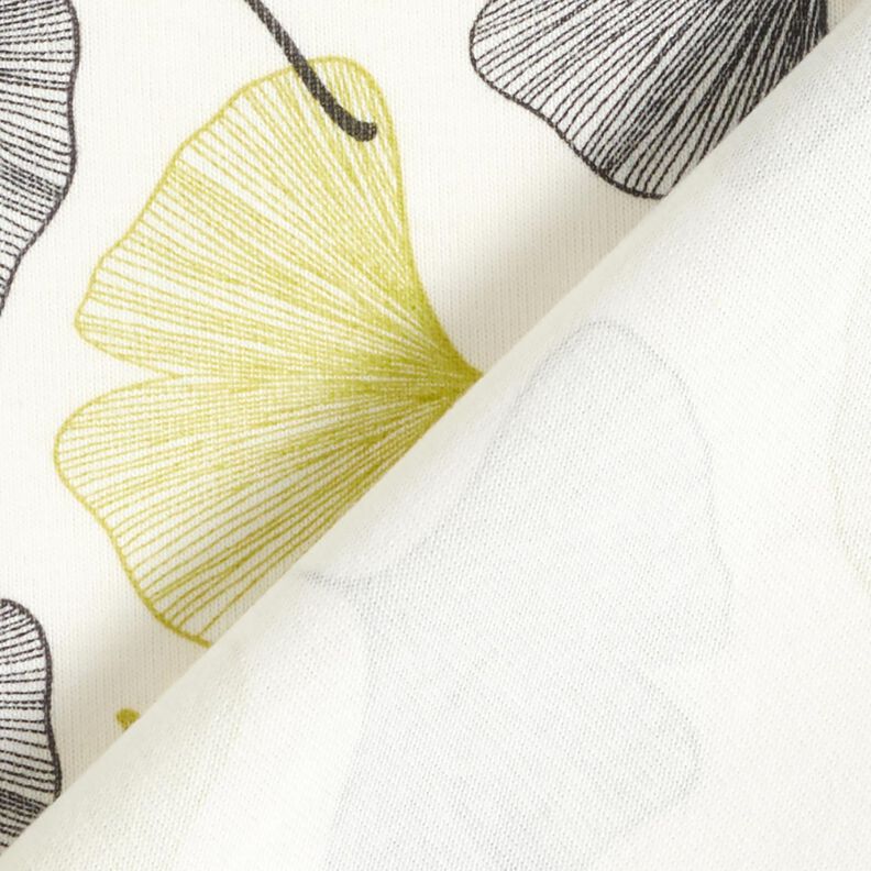 Bavlněný žerzej Listy ginkgo – vlněná bílá/zelenkavá, image number 4