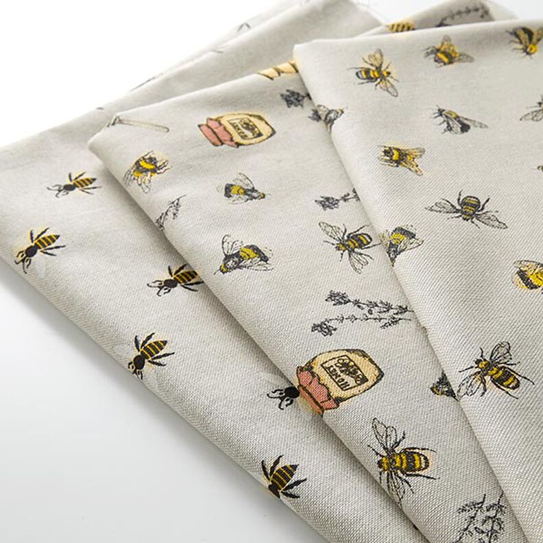 Dekorační látka Polopanama Včely a med – přírodni,  image number 5