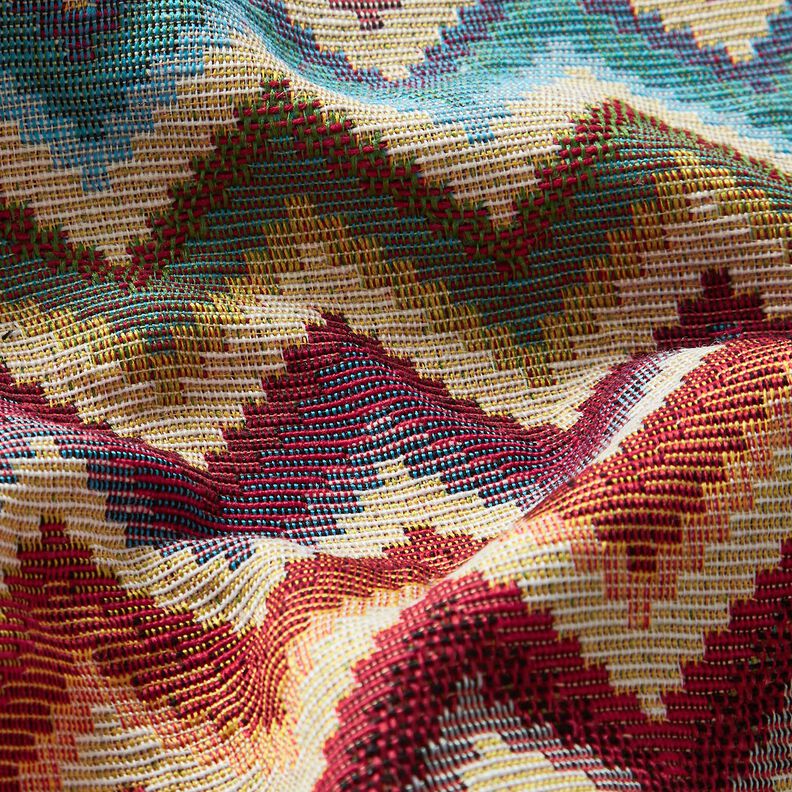 Dekorační látka Gobelín Chevron – světle béžová/karmínově červená,  image number 2