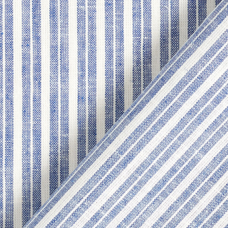 Směs lnu a bavlny proužek široký – džínově modrá/vlněná bílá,  image number 4
