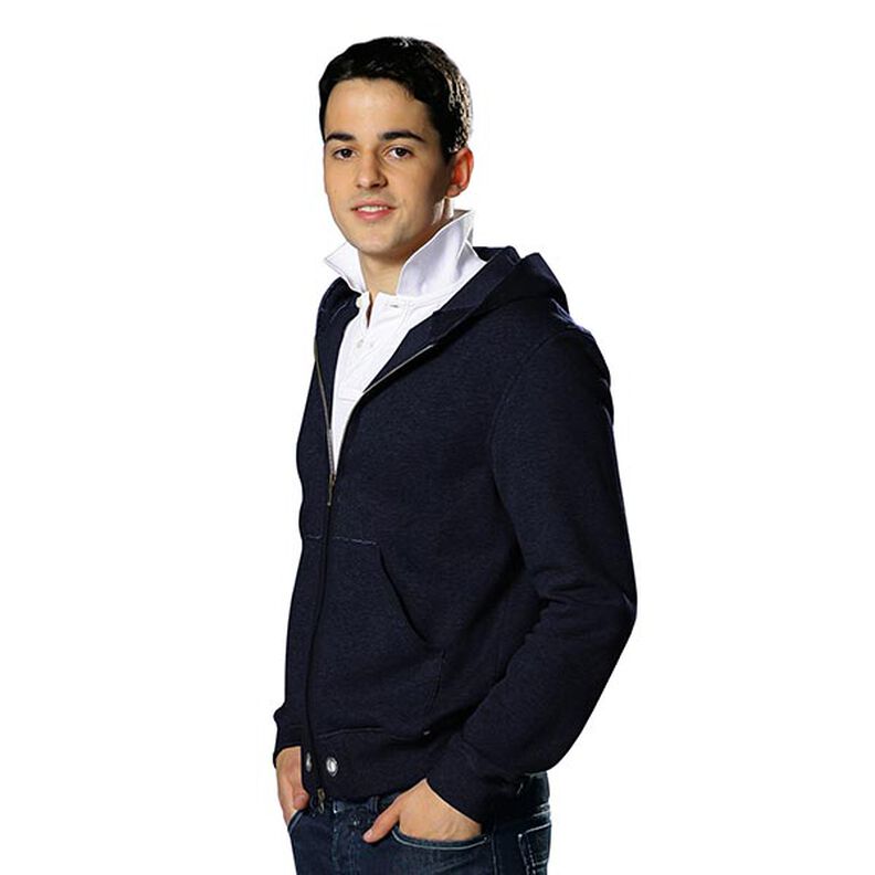 Lehká bavlněná teplákovina jednobarevná – noční modrá,  image number 5