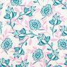 Směs vizkózy a lnu Květiny | Poppy Fabrics – slonová kost/tyrkysová,  thumbnail number 1