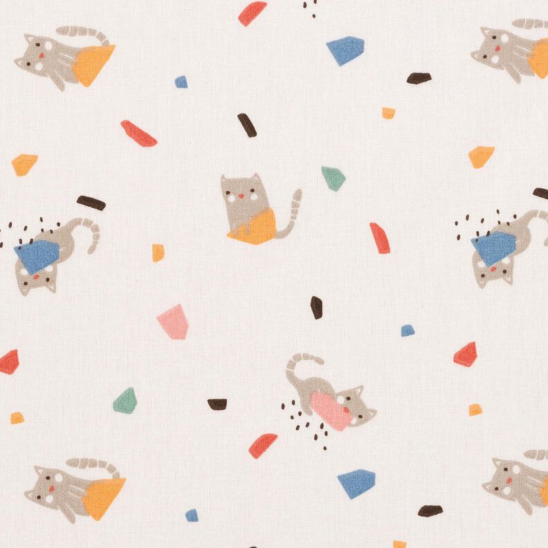 Bavlněný popelín Kočičí konfety – slonová kost/taupe (šedohnědá),  image number 1