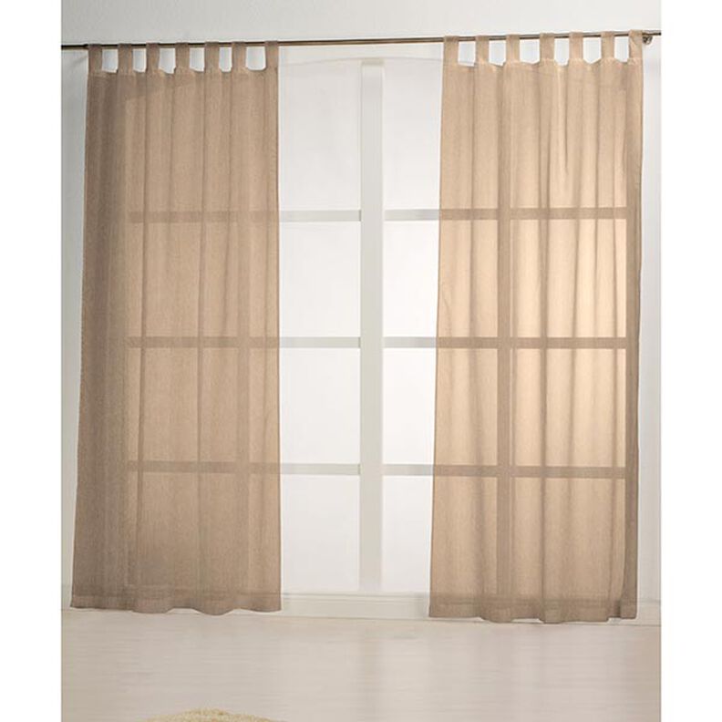 Látka na záclony, voál se vzhledem plátna 300 cm – pískove hnědá,  image number 5