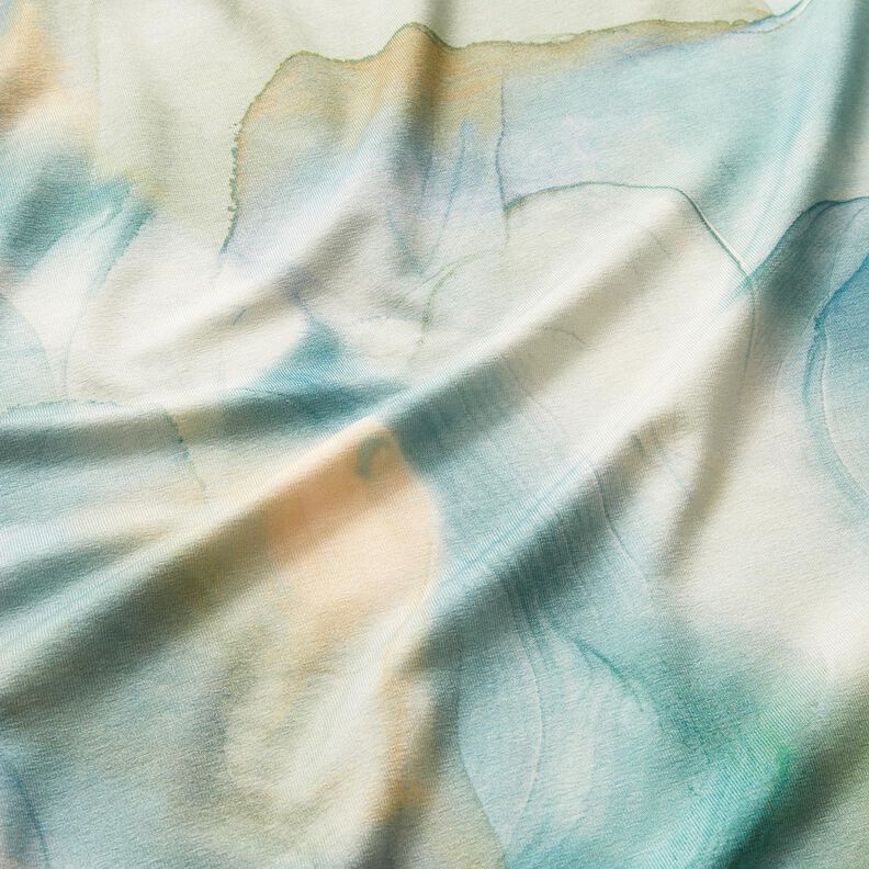 Viskózový žerzej Marmor – modrá aqua,  image number 2
