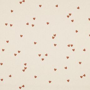Žebrovaný žerzej Rozptýlená srdce | Poppy Fabrics – světle béžová/hnědá, 
