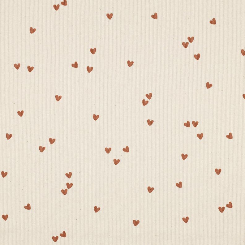 Žebrovaný žerzej Rozptýlená srdce | Poppy Fabrics – světle béžová/hnědá,  image number 1