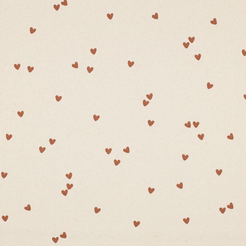 Žebrovaný žerzej Rozptýlená srdce | Poppy Fabrics – světle béžová/hnědá, image number 1