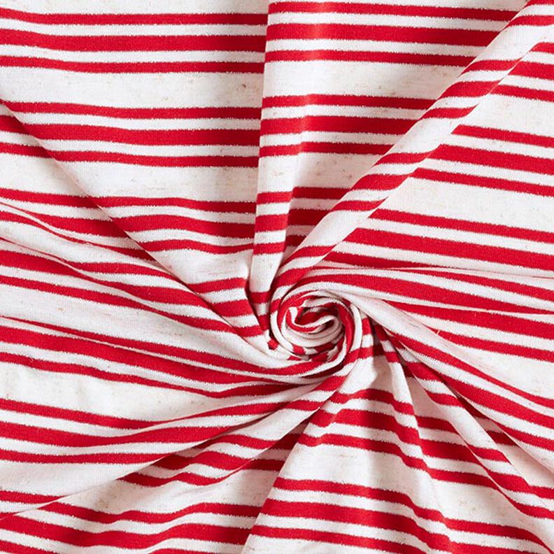 Viskózový žerzej s nepravidelnými třpytivými pruhy – vlněná bílá/červená,  image number 3