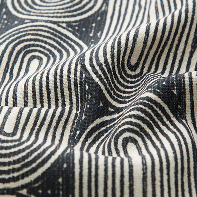 Dekorační látka Polopanama Oblouky – černá/přírodni,  image number 2