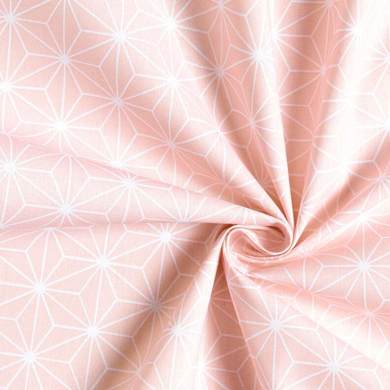 Bavlněná látka Kreton japonské hvězdy Asanoha – růžová,  image number 4
