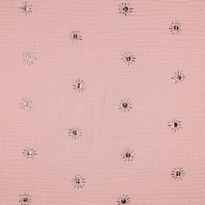Mušelín / dvojitá mačkaná tkanina Slunce Fóliový potisk | Poppy Fabrics – světle, 