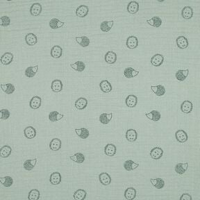 Mušelín / dvojitá mačkaná tkanina Ježek | Poppy Fabrics – světle mátová/tmavě zelená, 
