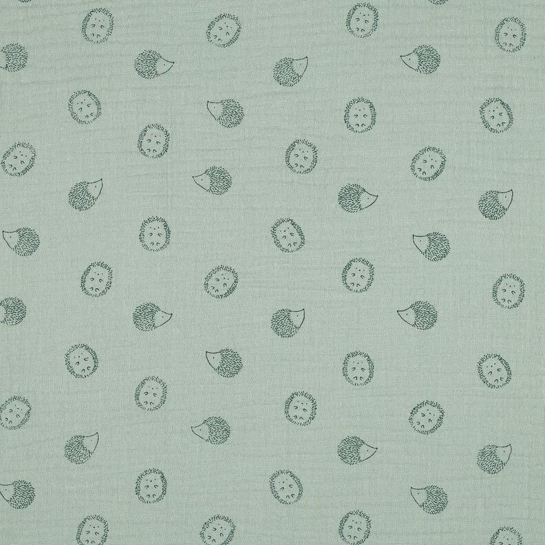 Mušelín / dvojitá mačkaná tkanina Ježek | Poppy Fabrics – světle mátová/tmavě zelená,  image number 1