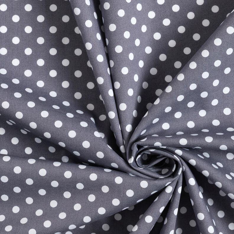 Bavlněný popelín Polka Dots – břidlicově šedá/bílá, image number 3