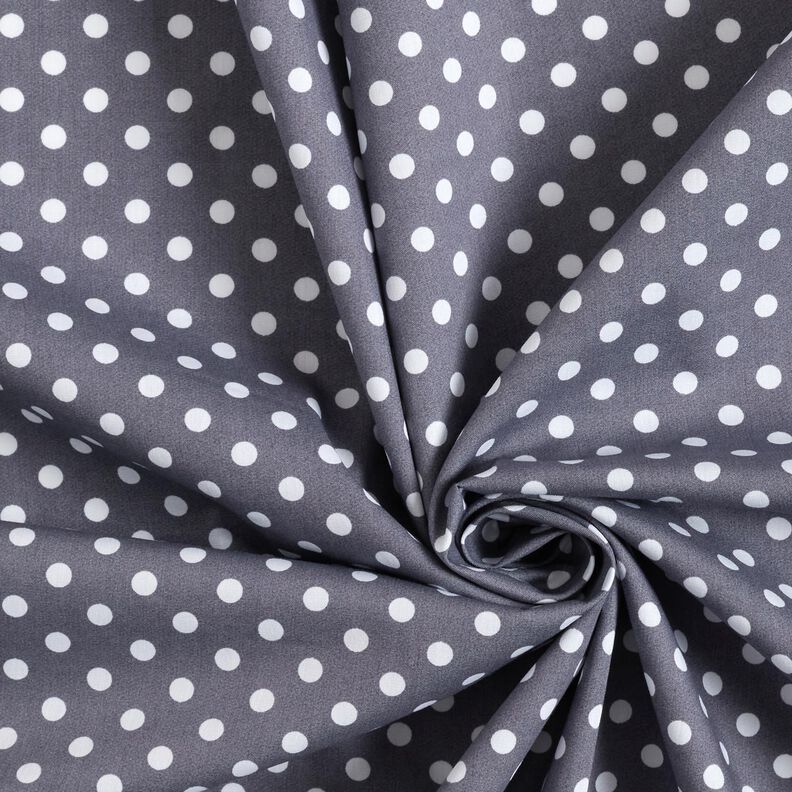 Bavlněný popelín Polka Dots – břidlicově šedá/bílá,  image number 3