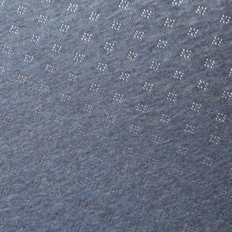Žerzej z jemného úpletu s dírkovaným vzorem  Melange – džínově modrá,  image number 3