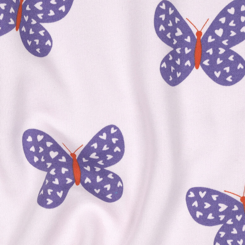 Teplákovina počesaná Velcí motýli | Poppy Fabrics – pastelove šeříková/modrofialková,  image number 2