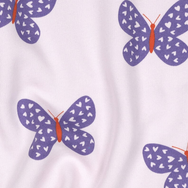 Teplákovina počesaná Velcí motýli | Poppy Fabrics – pastelove šeříková/modrofialková, image number 2