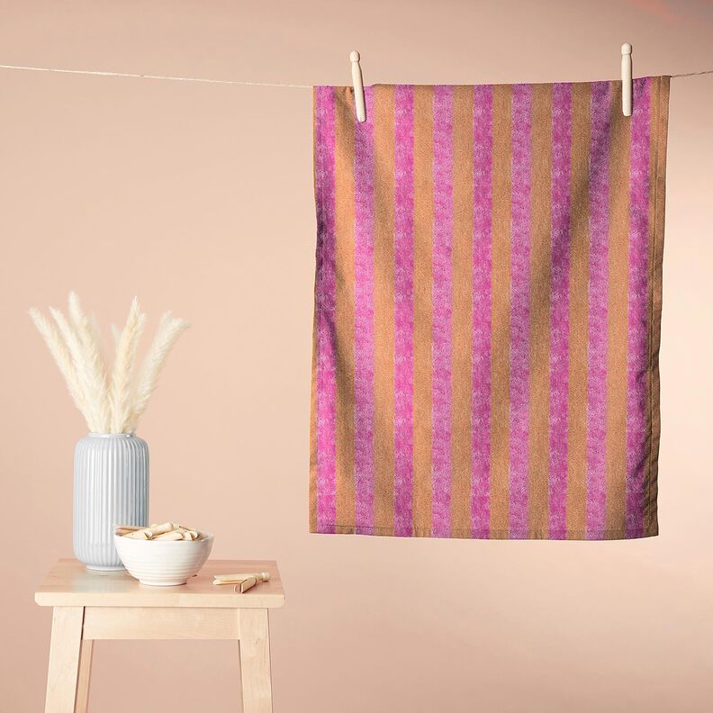 Froté látka Bambus Široké pruhy – světle oranžová/pink, image number 7