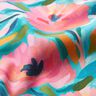 Dekorační látka Bavlněný kepr Malované květy  – růžová/tyrkysová,  thumbnail number 2