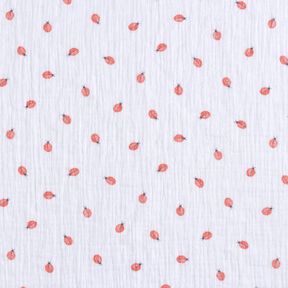 Mušelín / dvojitá mačkaná tkanina Beruška digitální potisk | Poppy Fabrics – bílá, 