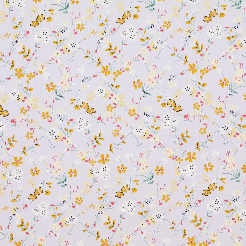 Bavlněný popelín jemné květiny – pastelove šeříková/kari žlutá,  image number 1
