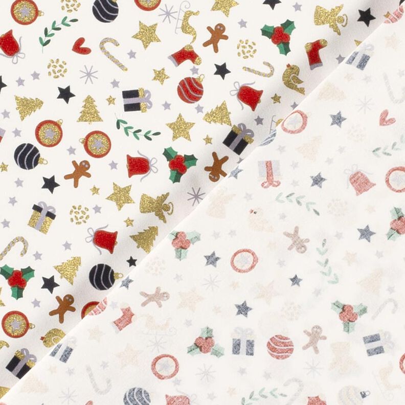 Bavlněná látka Popelín malé vánoční motivy – světle béžová/zlatá,  image number 4