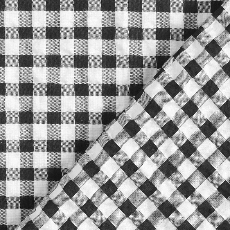 Seersucker velký kostkovaný Vichy – bílá/černá,  image number 4