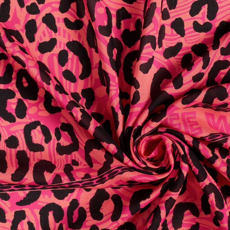 Viskóza Voál Návrh okraje Lva a květin Panel – pink/oranžová,  image number 4