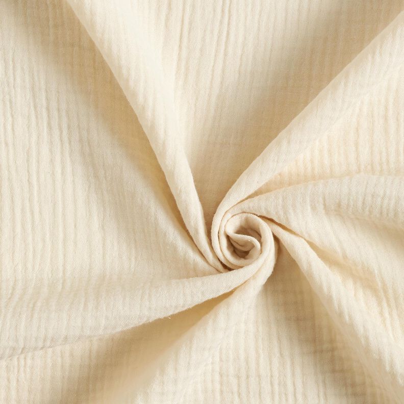 GOTS Nebělená mušelínová tkanina s dvojitým pomačkáním | Tula – přírodni,  image number 1