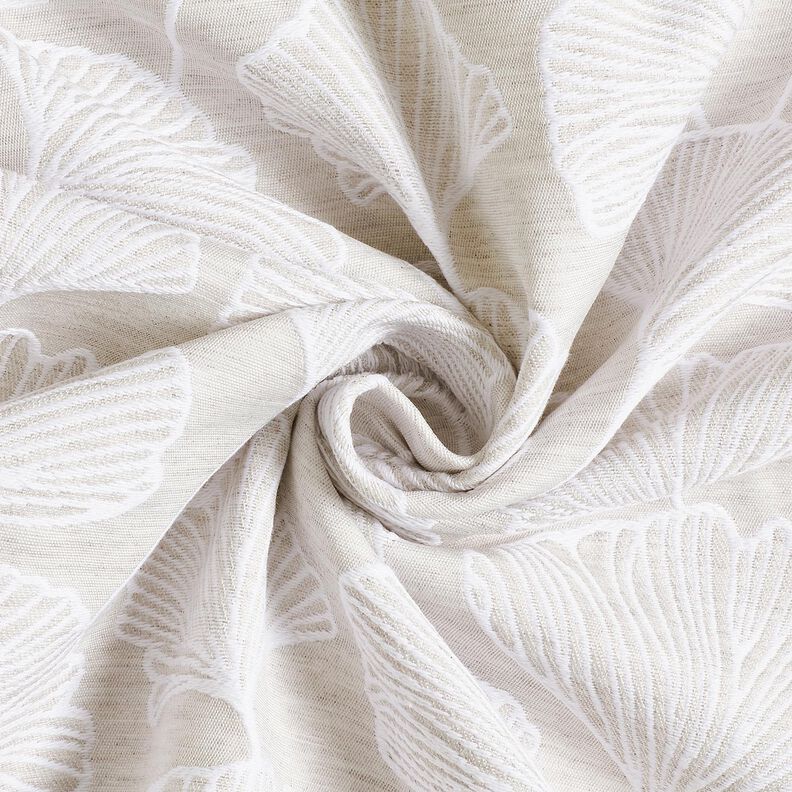 Dekorační látka Žakár Velké gingo – mlhově šedá/slonová kost,  image number 3