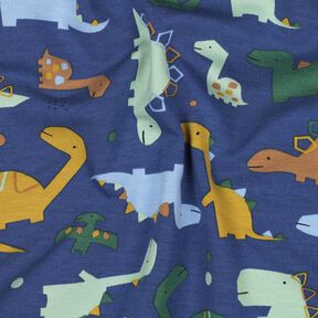 Letní teplákovina Dinosauři | Poppy Fabrics – indigová/světle modra, 